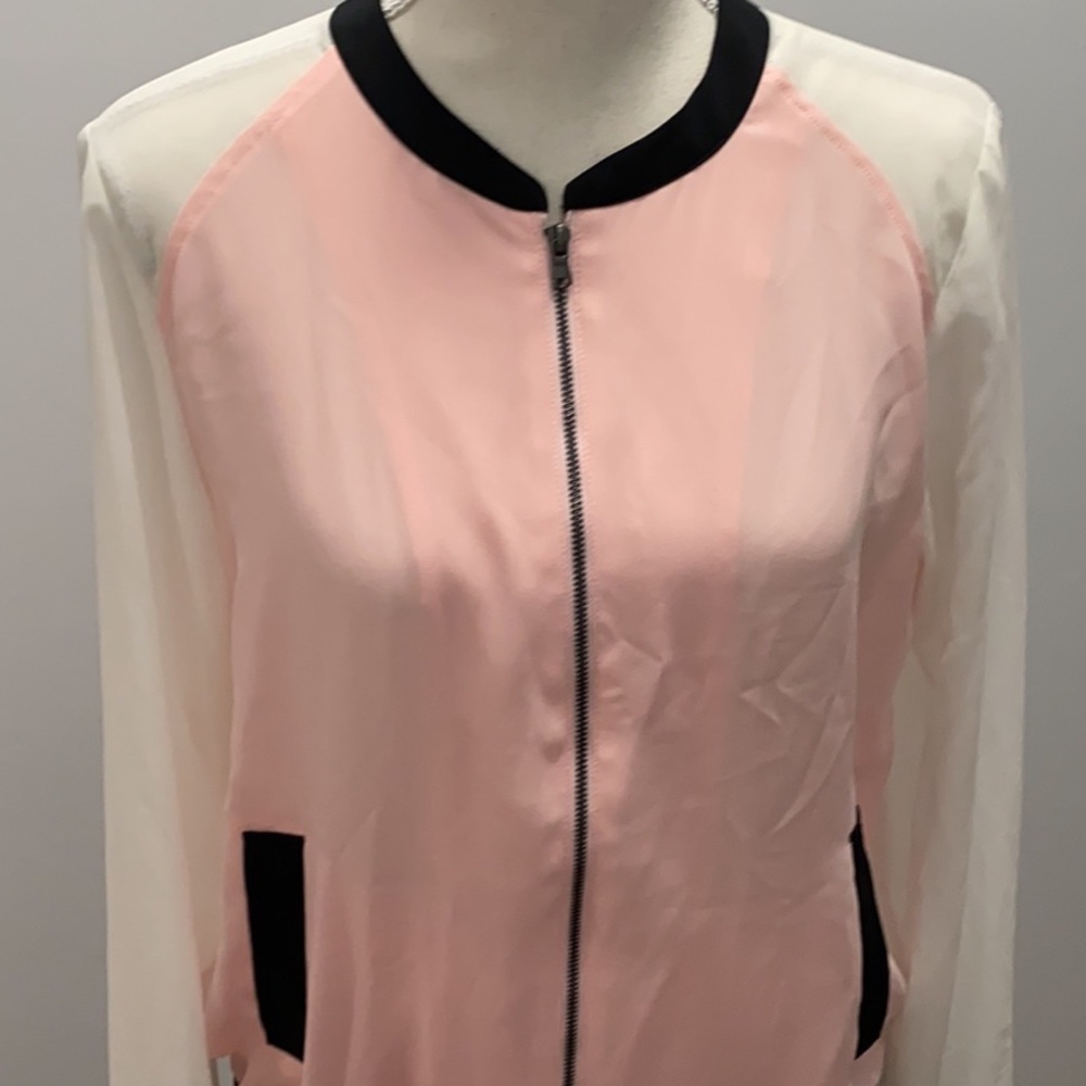 Pink & Off-White zip-up jacket with pockets